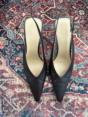 Michael Kors Dark Brown Pointed Slingback Heels